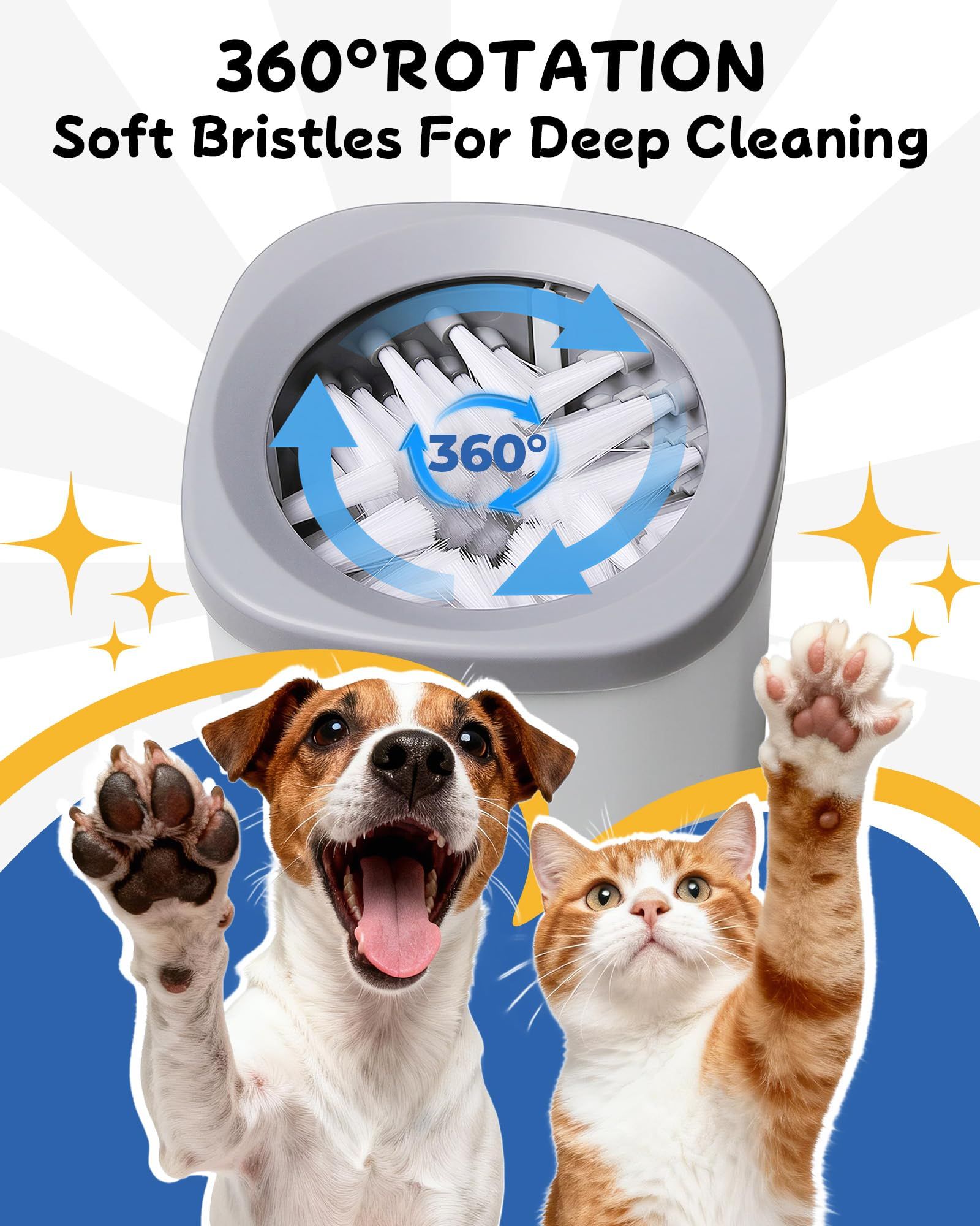 Electric Dog Paw Cleaner for Dogs，2 Speeds Automatic Dog Foot Paw Washer for…, Blue image 3