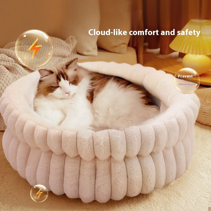 White cat bed plush cat bed