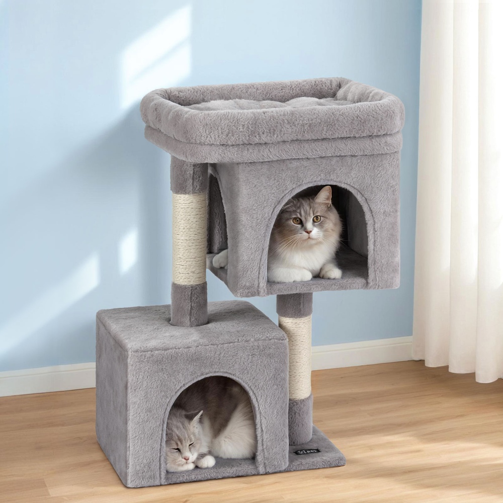 i.Pet Cat Tree 67cm Tower Scratching Post Trees Scratcher Condo House Light Grey image 7