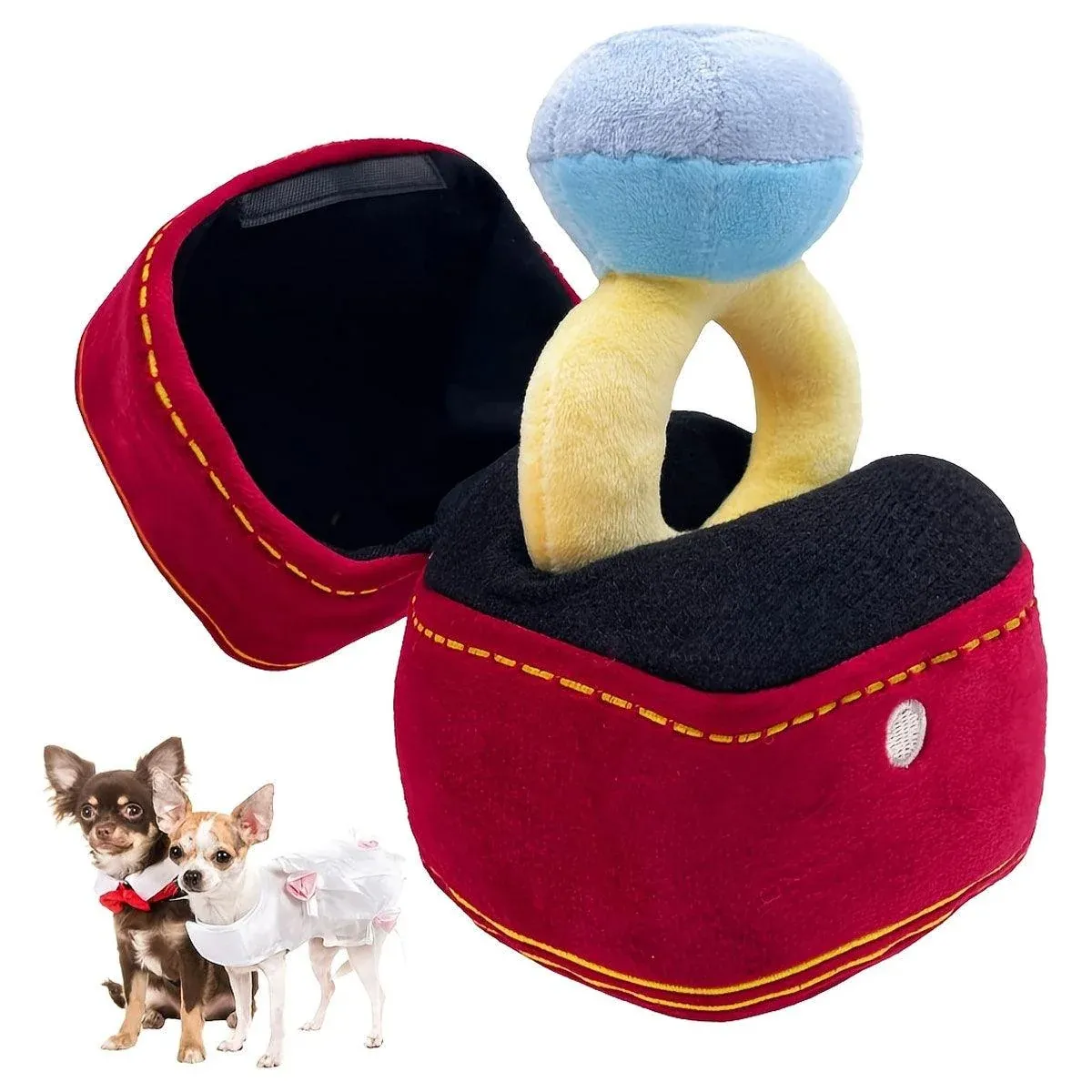 Plush Pet Toy Interactive Ring Box Chew Toy for Dogs and Cats Soft Squeaky Play image 14