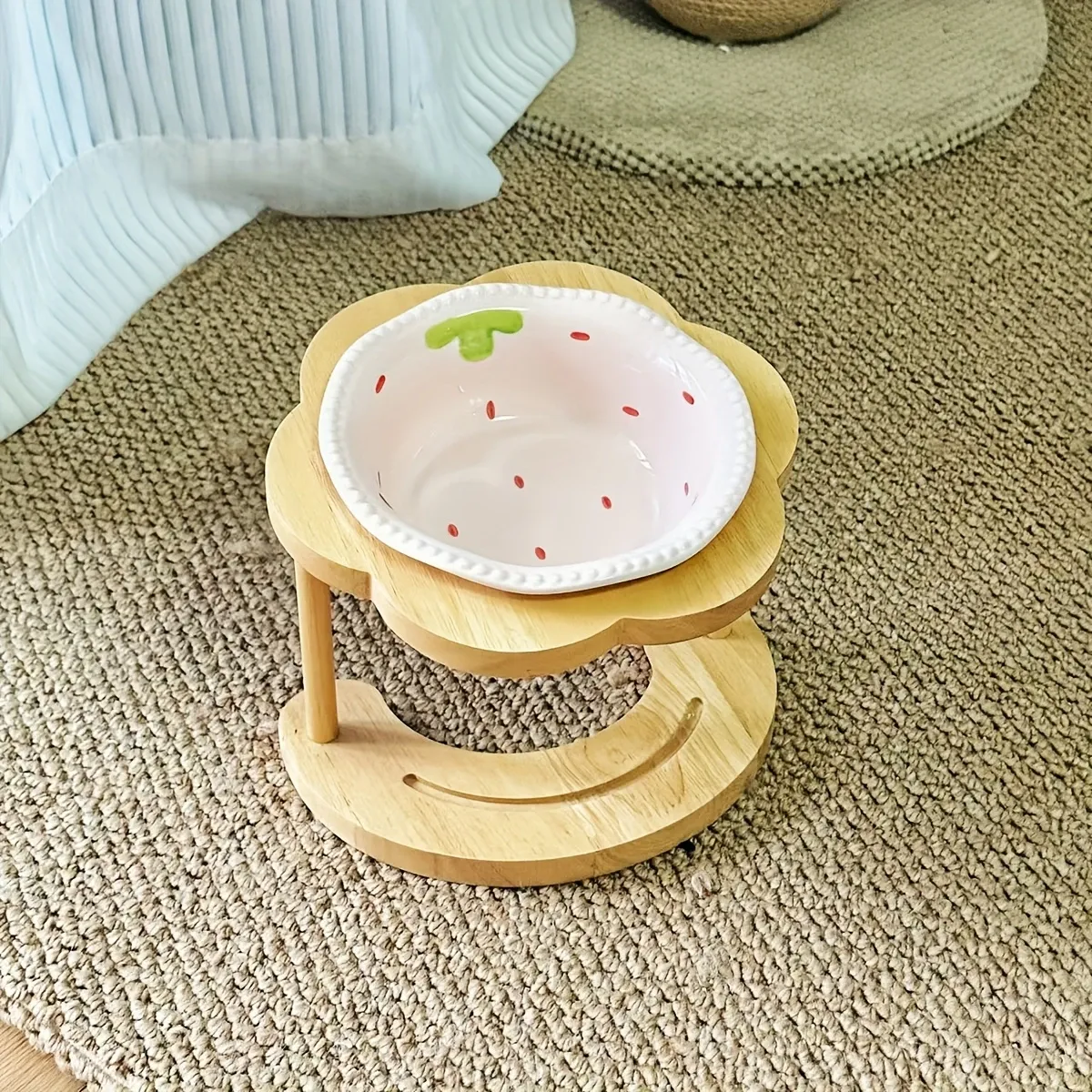Ceramic Pet Feeder with Wood Stand image 13