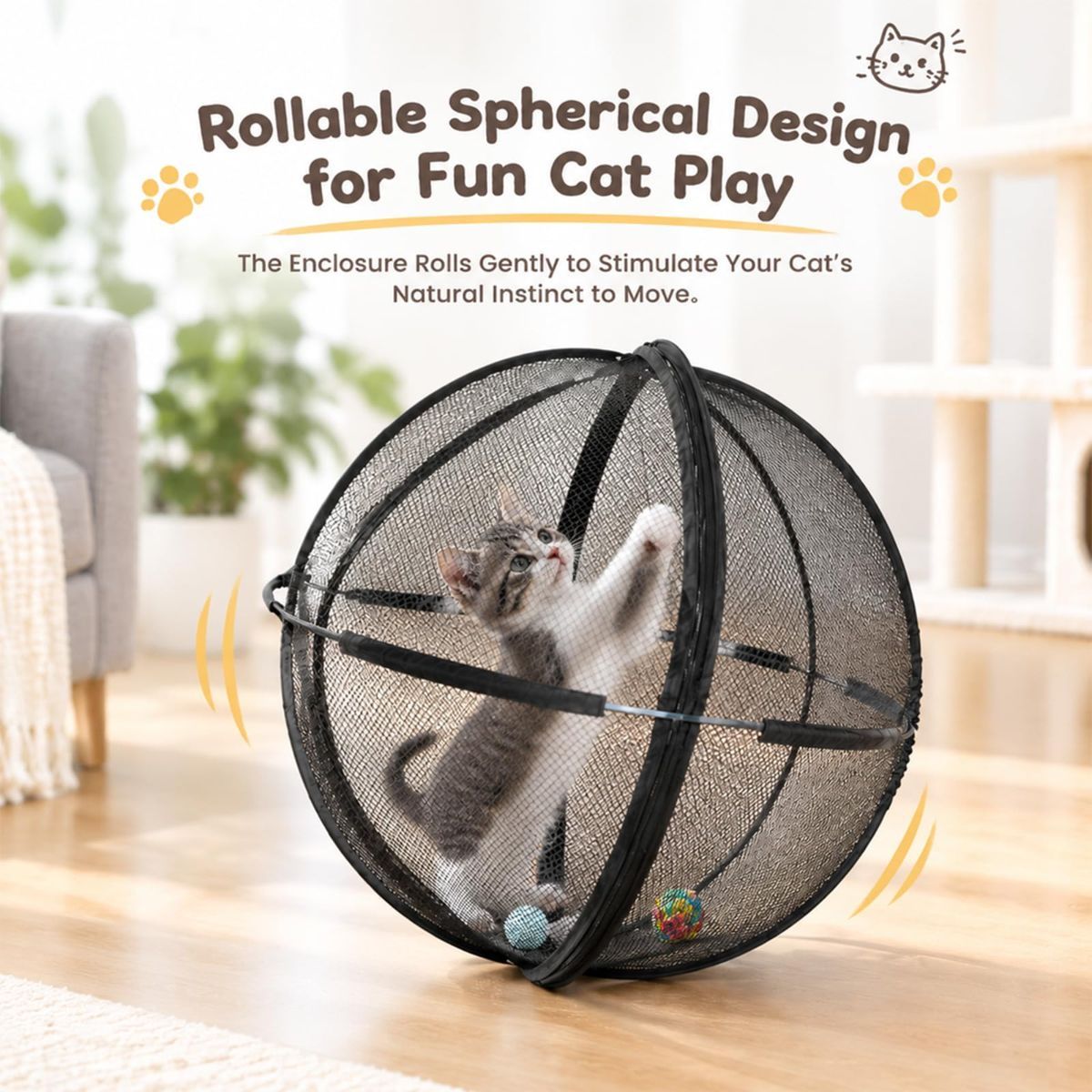 Rollable Mesh Cat Play Ball Enclosure image 5