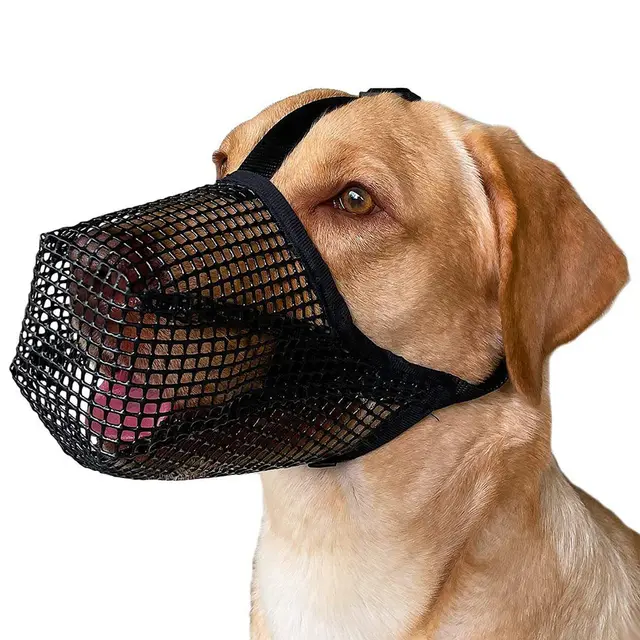 2 Pcs Size M Black Breathable Mesh Dog Muzzle - Anti-Barking