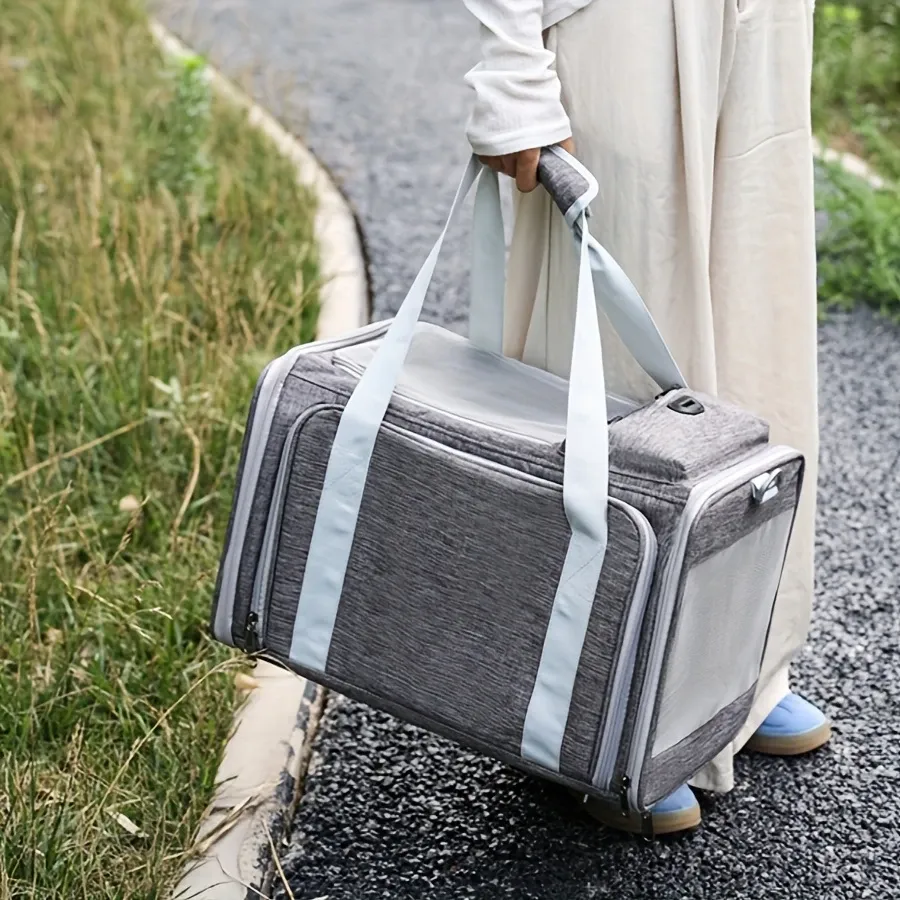 Expandable Airline Approved Pet Carrier – Dual-Side Expansion – Adjustable Straps, Grey image 4