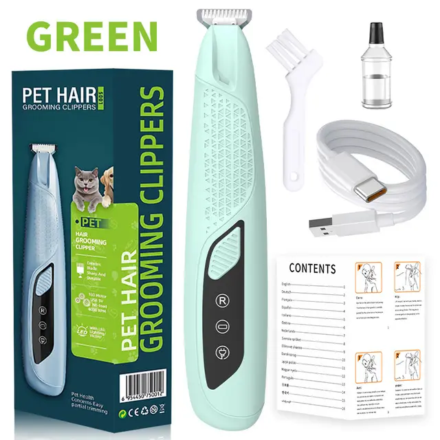 Green Precision Pet Paw Trimmer - Waterproof & Rechargeable Grooming Clipper for Dog &…