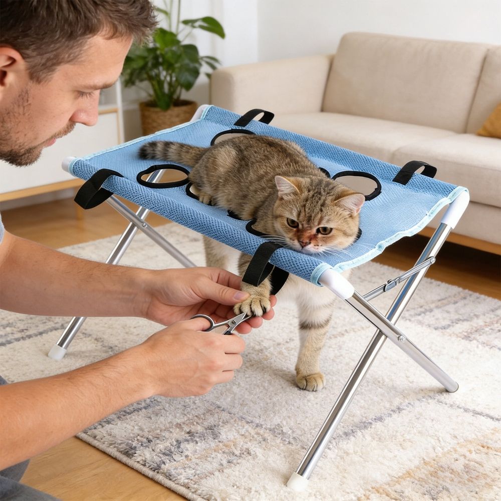 Grooming Pet Bath Stand Mesh Bathing Station, Blue image 4