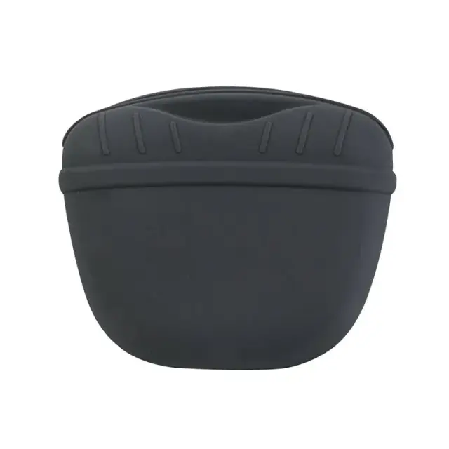 Dog Training Treat Bag Silicone Pet Pouch with Clip Waist Belt Snack Holder - Black