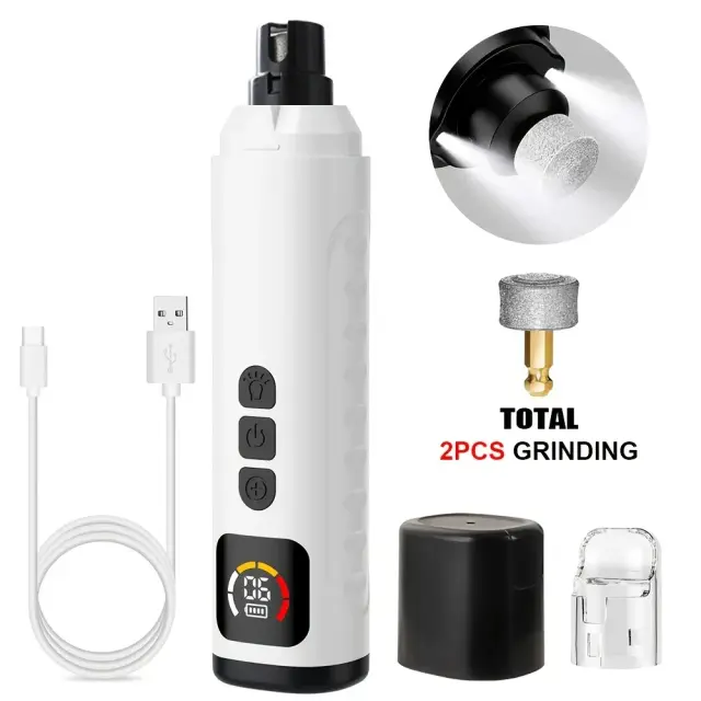 Electric Pet Nail Grinder w/ LED, White