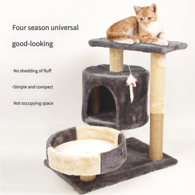 A Cat's Dream Paradise: Natural Solid Wood Cat Climbing Frame 50*33*53CM image 3