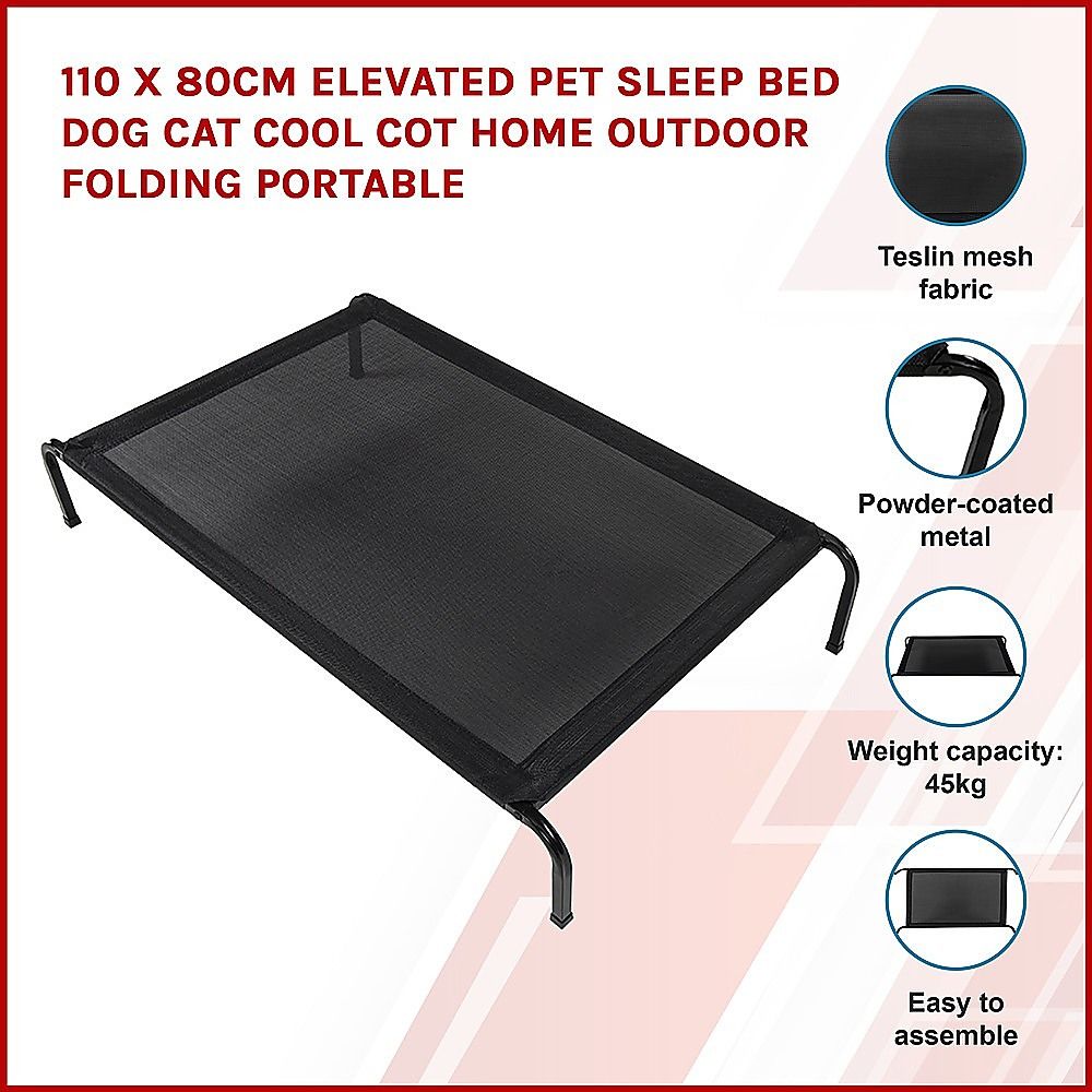 110 x 80cm Elevated Pet Sleep Bed Dog Cat Cool Cot Home Outdoor Folding Portable image 2