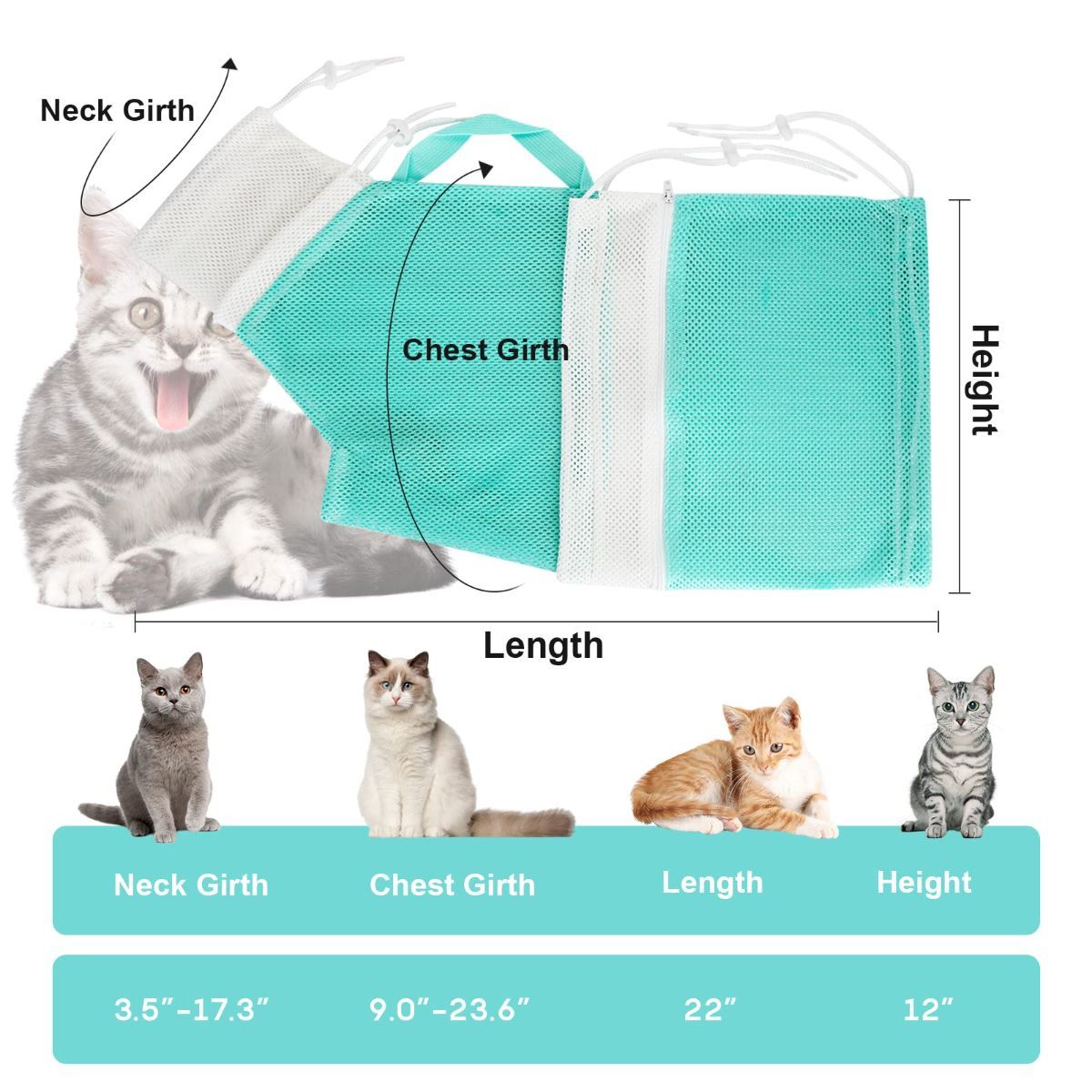 1 Pcs Cat Bathing Bag - Adjustable Cat Washing Net Anti-bite & Anti-Scratch Cat Shower… image 5