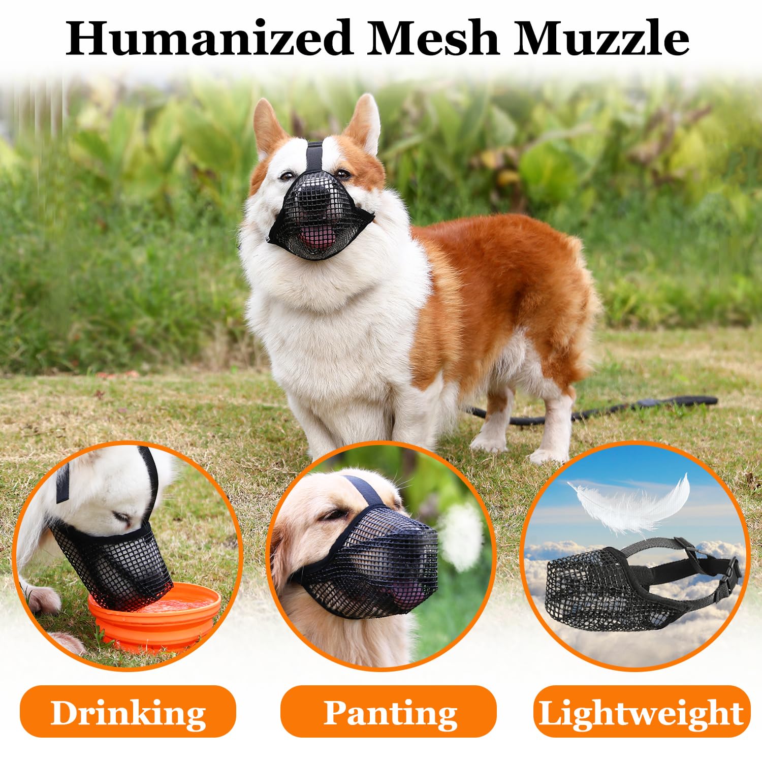 Soft Mesh Dog Muzzle for Small Medium Large Dogs – Breathable Adjustable Anti-Bite…, S image 7