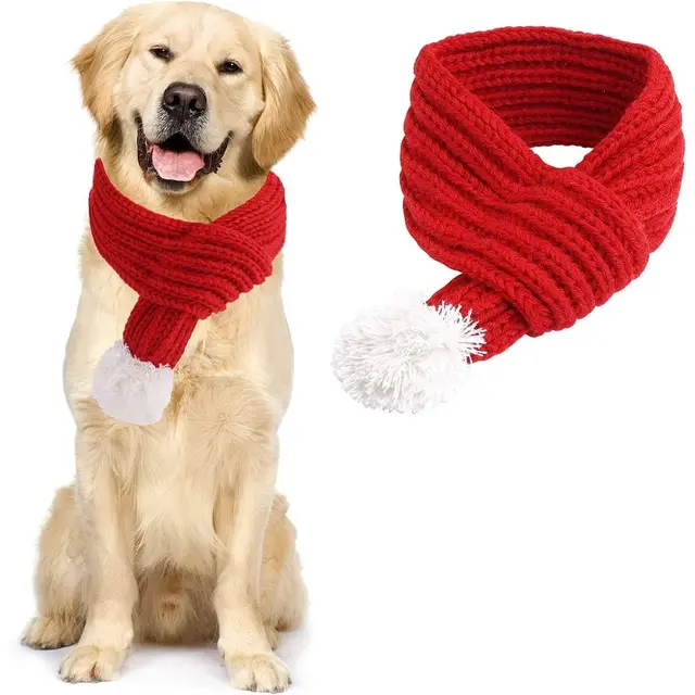 Christmas Dog Cat Santa Scarf, Red, Large