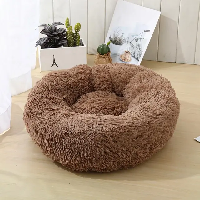 Deep Shag Faux Fur Circular Rest Cushion 110cm Outer Diameter Light Coffee Brown…