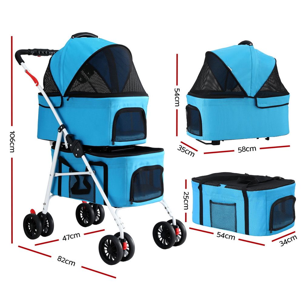 i.Pet 2-Tier Pet Stroller 25kg Capacity & 400pcs Training Pads Combo image 3