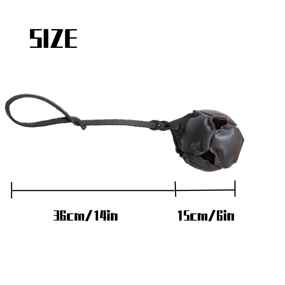 Black Durable Leather Dog Training Ball with Loop Handle - Interactive Bite & Tug Toy… image 3