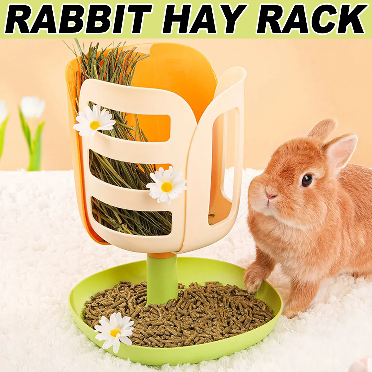 Rabbit Hay Rack Feeder Hay Bowl Food Container Anti Waste Easy Clean Durable image 14