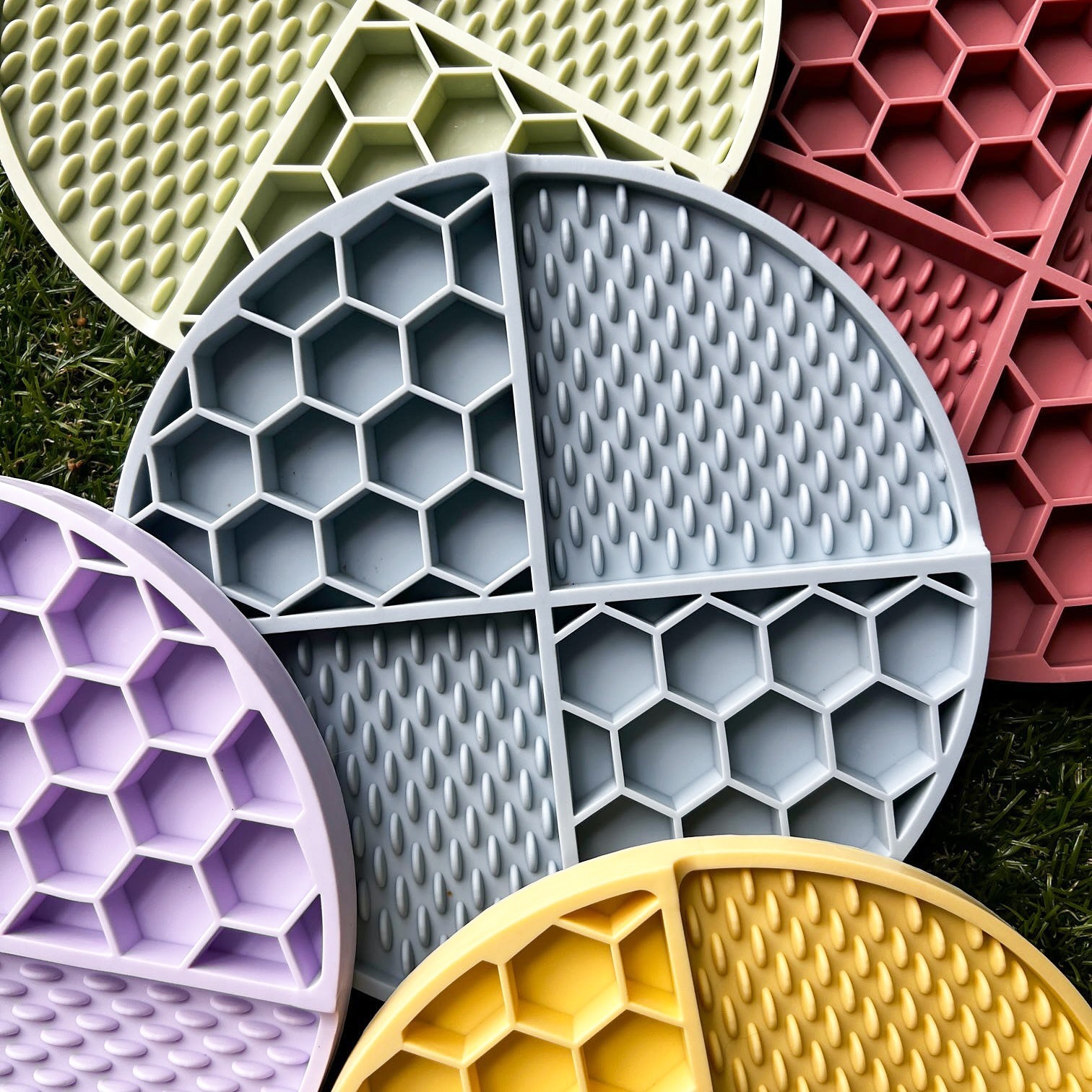 2 Pcs Grey Honeycomb Pet Slow Feeder Bowl - Anti-Choke Silicone Lick Mat with Suction… image 2