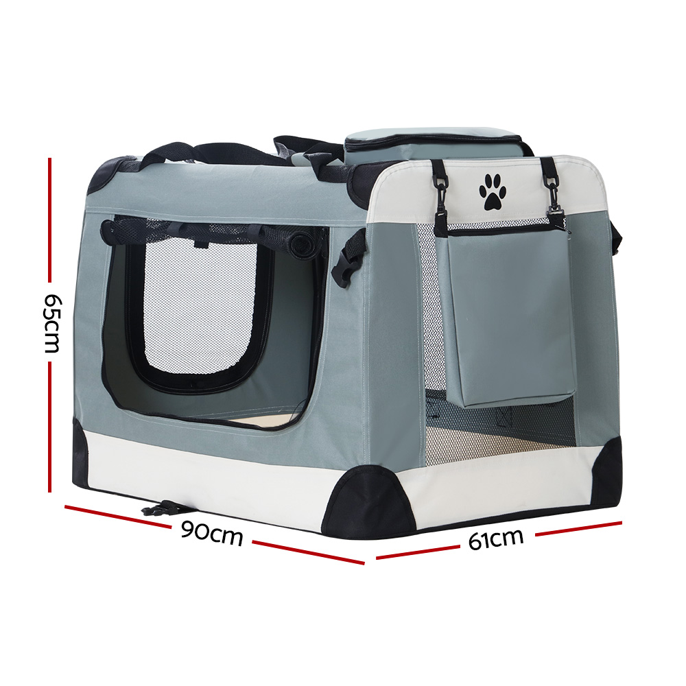i.Pet Pet Carrier Soft Crate Dog Cat Travel 90x61CM Portable Foldable Car 2XL image 2