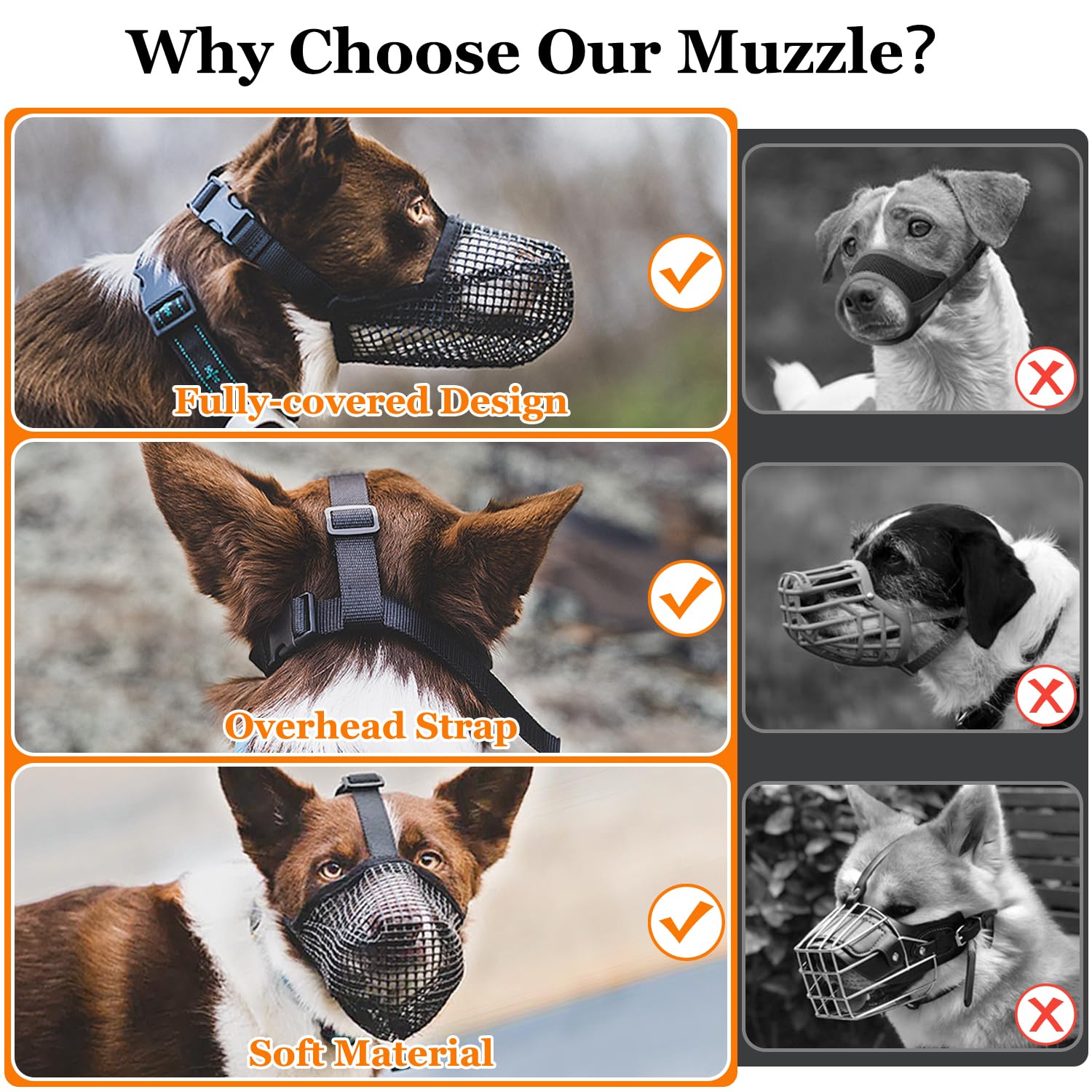 Soft Mesh Dog Muzzle for Small Medium Large Dogs – Breathable Adjustable Anti-Bite…, S image 8