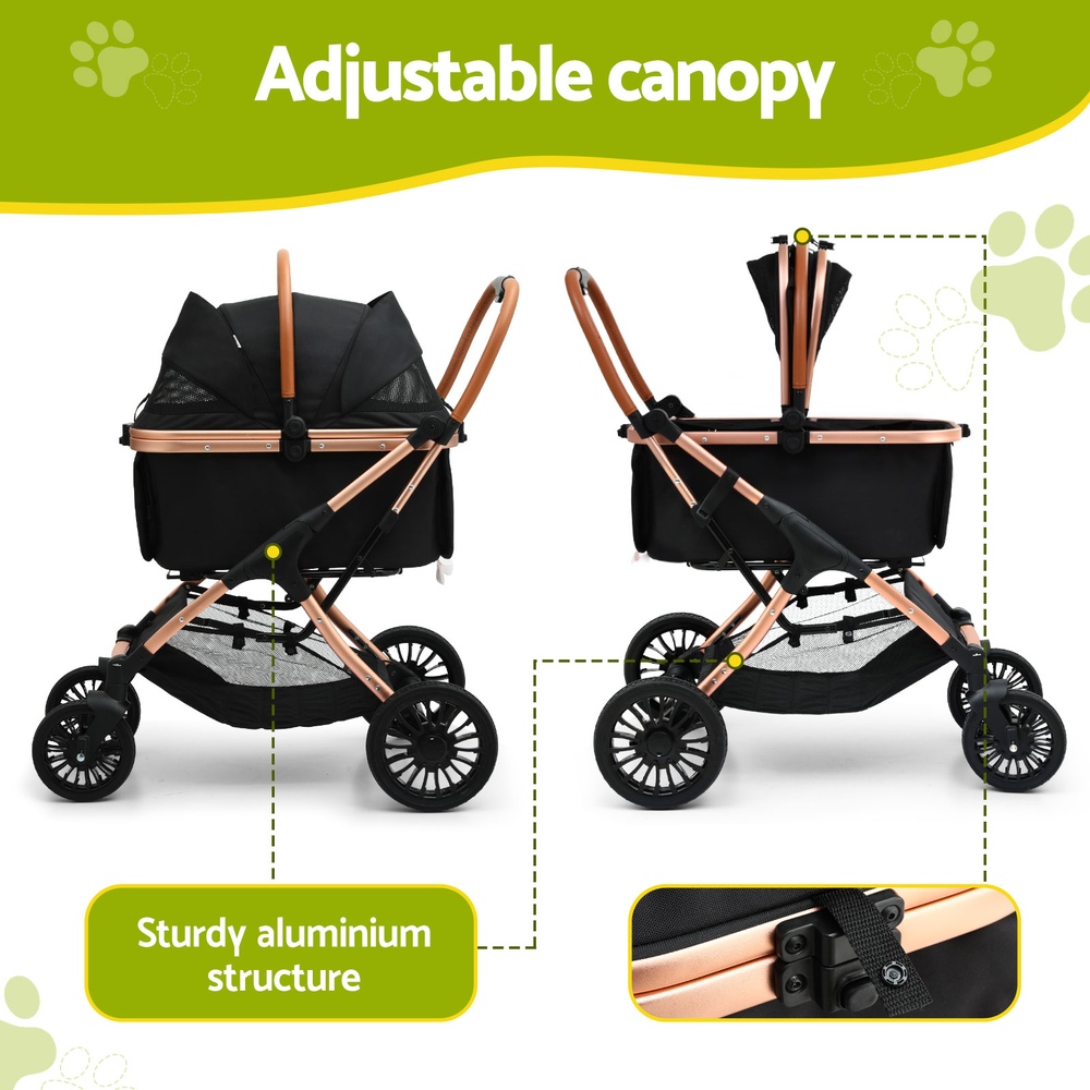 i.Pet Pet Dog Stroller Pram Large Cat Carrier Travel Pushchair Foldable 4 Wheels image 4