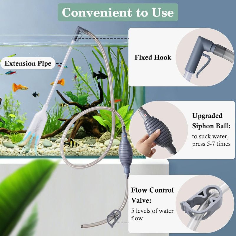 3-in-1 Aquarium Water Change Tool: Sand Cleaning / Waste Removal / Water Change, M image 4