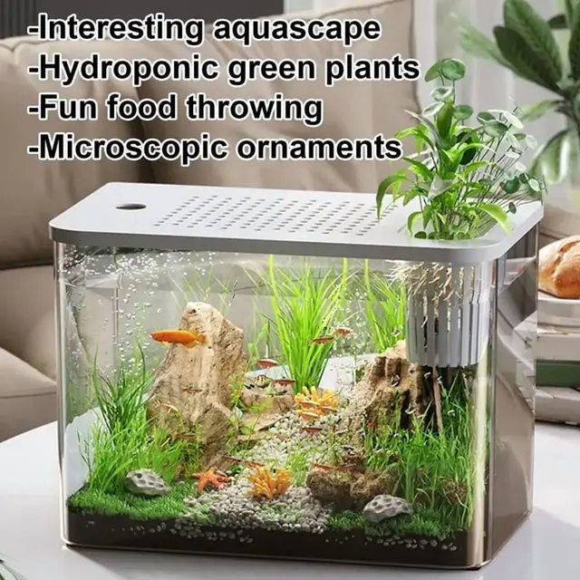 Fish Tank Aquarium Transparent Desktop Tank Turtle Aquarium Small Aquariums Decorative…