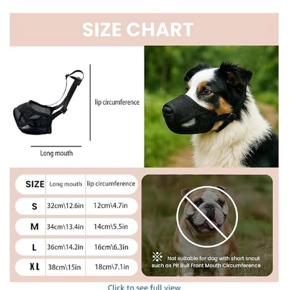 Dog Muzzle – Mesh Soft Muzzle for Small Medium Large Sized Dogs – Adjustable for No Bark image 3