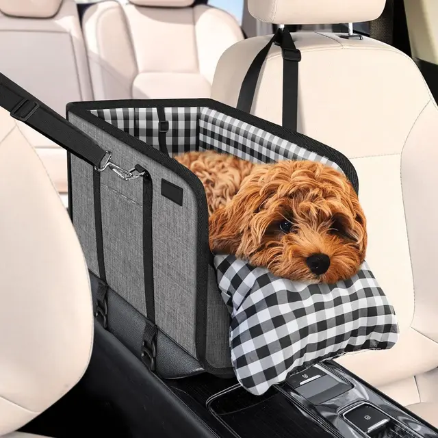 1 Piece Dog Car Seat with Armrest Padded Grey, up to 5 kg
