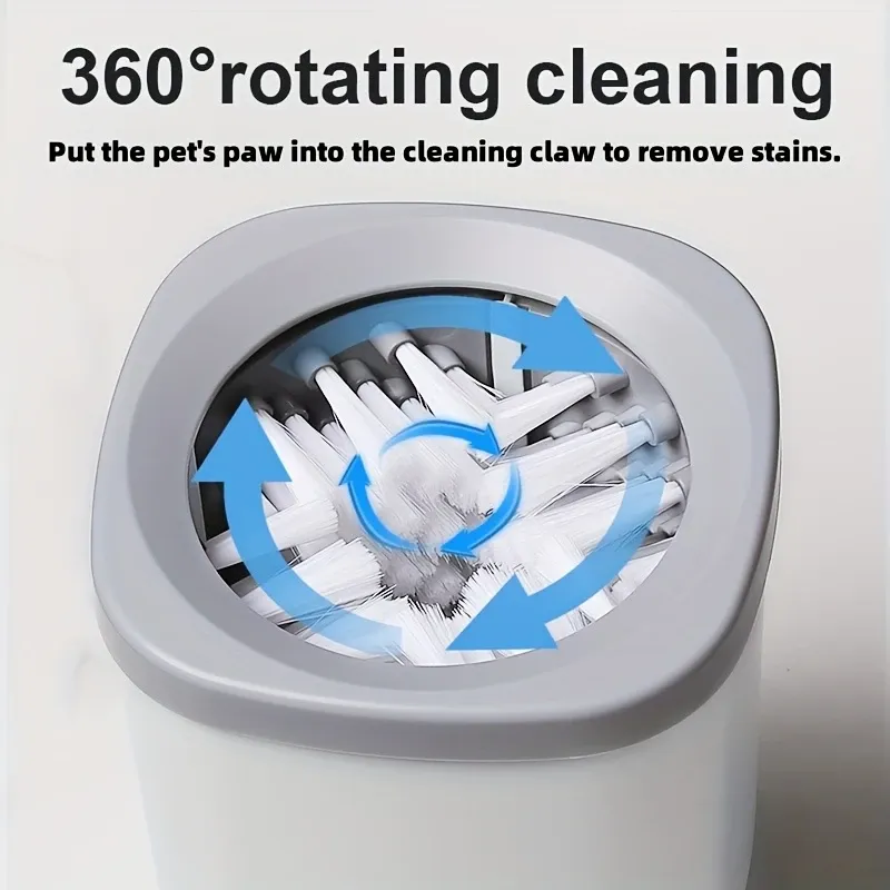 Pet Automatic Paw Cleaner with 360° Rotating Silicone Bristles, Pink image 5