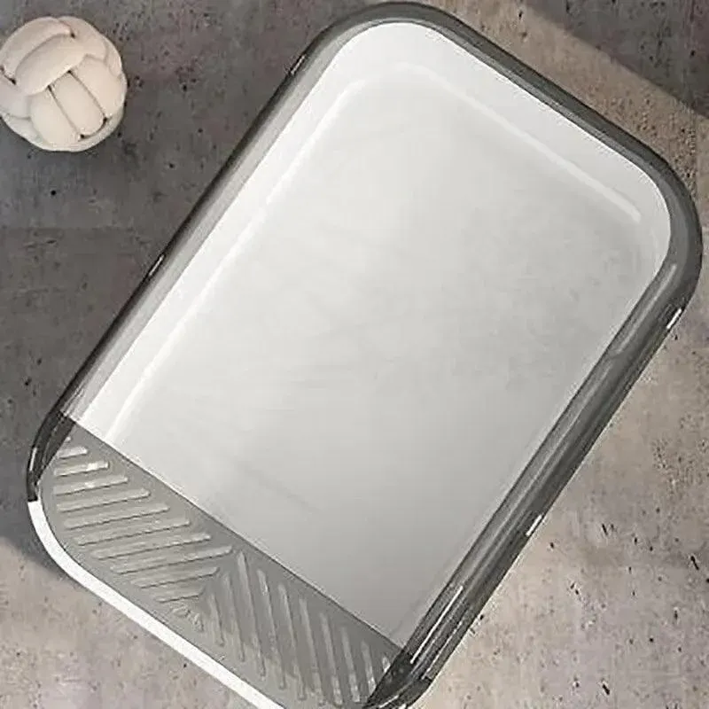 Litter Tray Box with Splash Guard and Wide Opening for Cats Open Top Design - Grey image 11