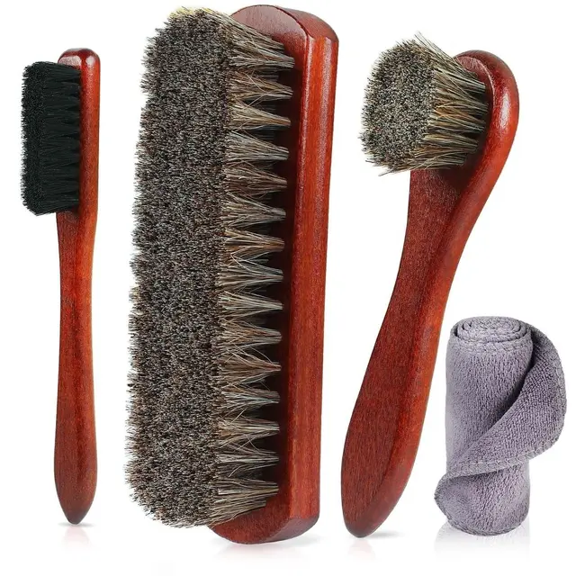 Horse hair shoe cleaning brush kit