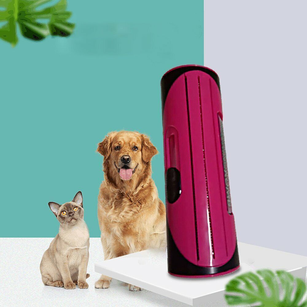 Pet Dog Cat Hair Fur Deshedding Shedding Trimmer Grooming Roll Comb Brush red image 5
