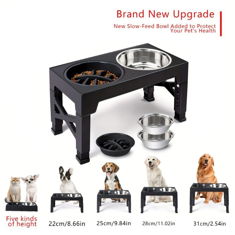 adjustable elevated pet feeder – stainless steel pet bowl