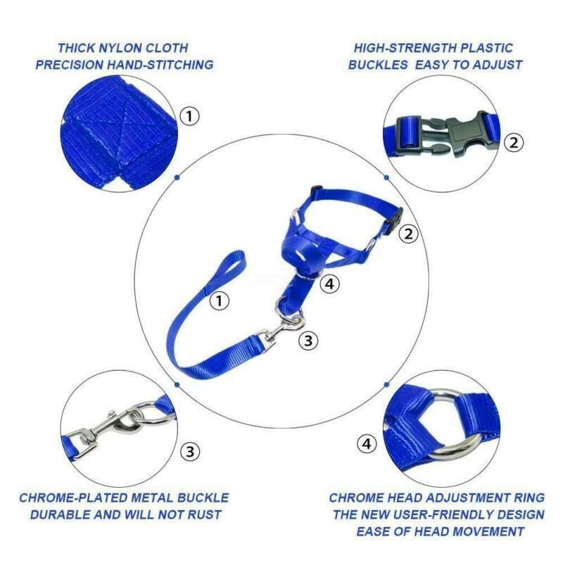 Black Dog Training Head Collar Halter Stop Pulling Training Tool Harness Strap Leader… image 7