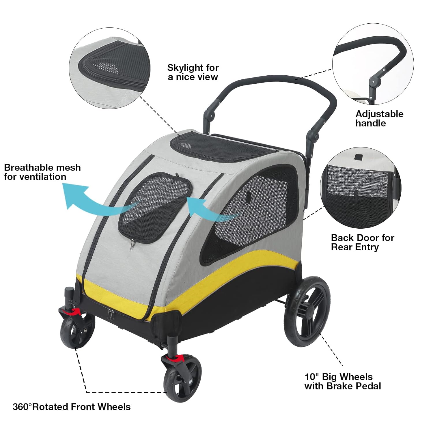 XL Dog Stroller Pet Pushchair Foldable Travel Cart image 5