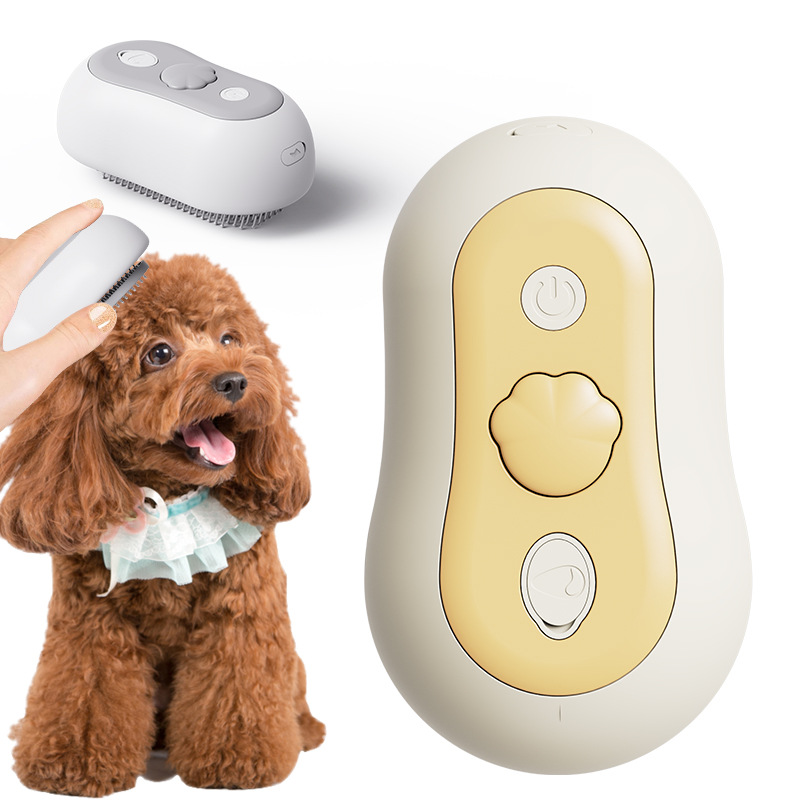 2 Pcs Yellow and White 3-in-1 Pet Grooming Steam Brush - Silent