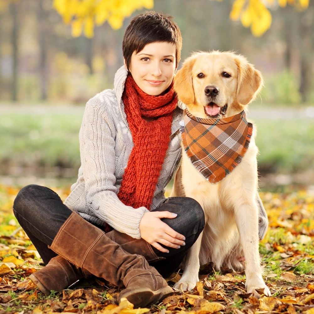 Costumes 5 Pack Thanksgiving Christmas Dog Bandanas with Tassels Edges Classic Plaid… image 5