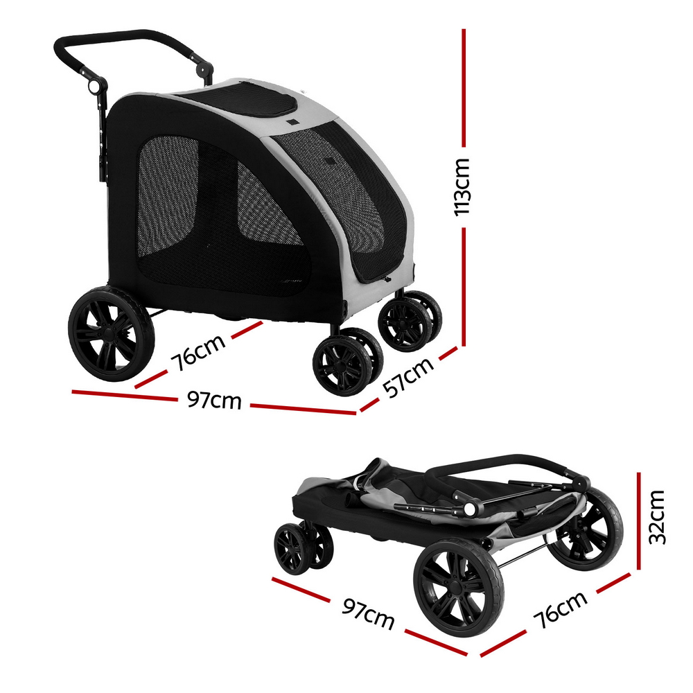 i.Pet Pet Stroller Dog Pram Large Carrier Cat Travel Foldable Strollers 4 Wheels Trolley image 3