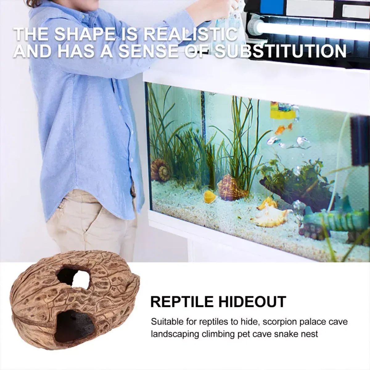 Pet Climbing Shelter Simulated Walnut Resting Box Small Animal Hideaway Decor image 7