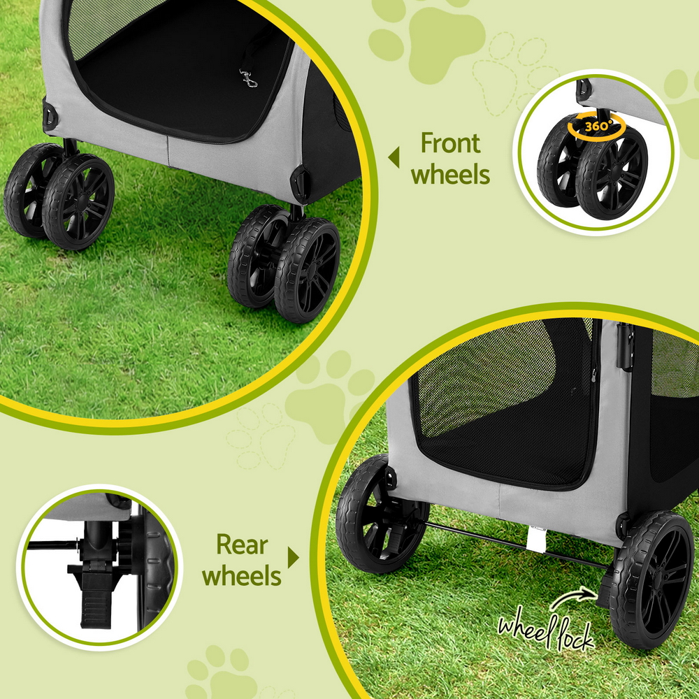 i.Pet Pet Stroller Dog Pram Large Carrier Cat Travel Foldable Strollers 4 Wheels Trolley image 7