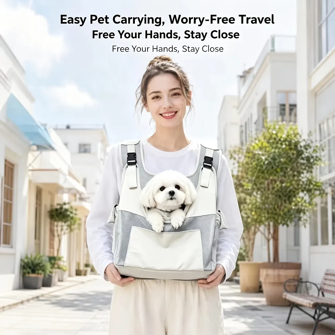Lightweight breathable nylon pet backpack with front mesh head-out design image 8