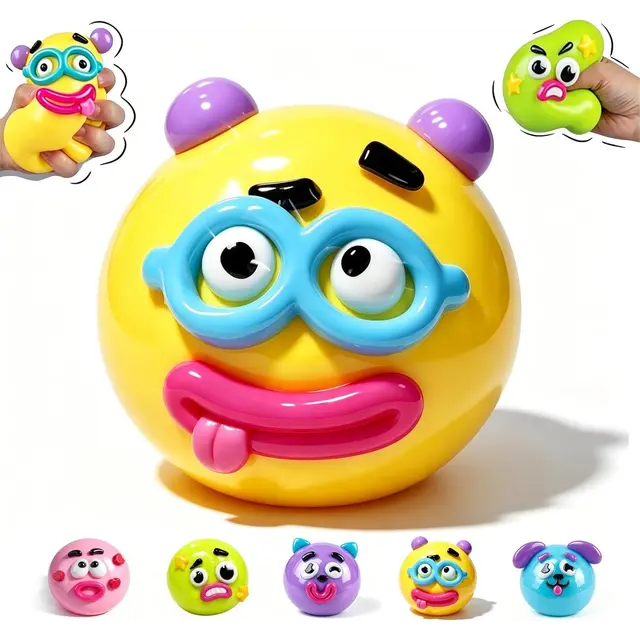 Dog Face Stress Ball Slow Rising Sensory Toy for Anxiety Relief Yellow