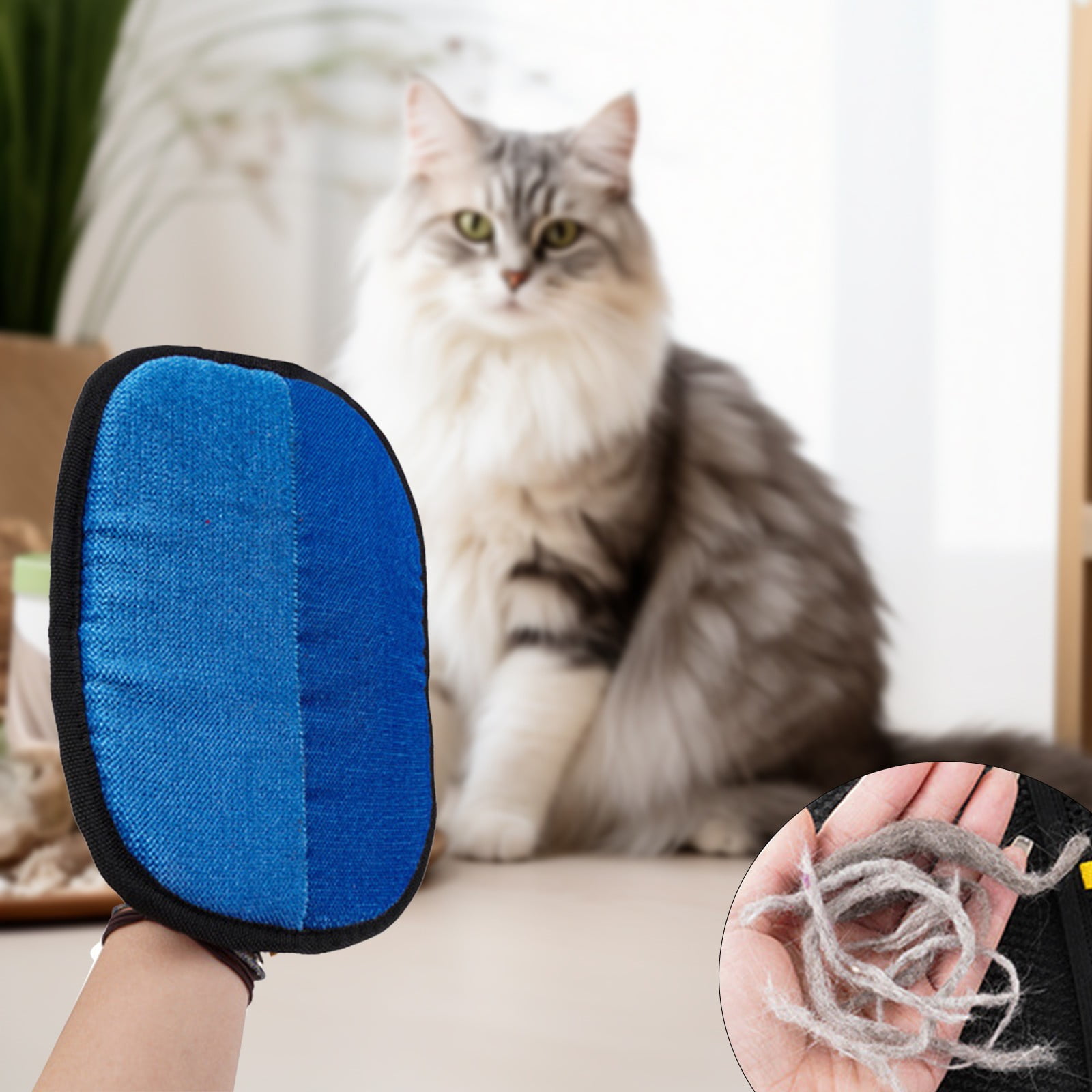 Pet Grooming Gloves Cat Grooming Gloves for Dog & Cat, Blue, 18.5 × 24cm image 3