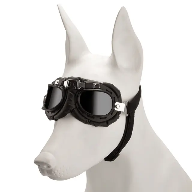 Black Frame Black Film Retro Pet Goggles - UV Protection Sunglasses for Small Medium…