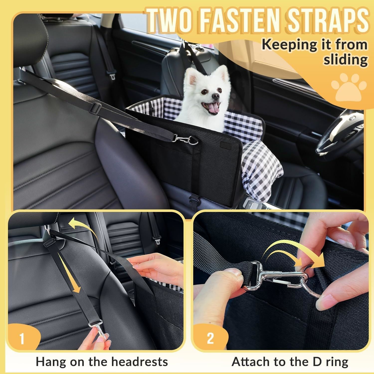 1 Piece Dog Car Seat with Armrest Padded Black, up to 5 kg image 3