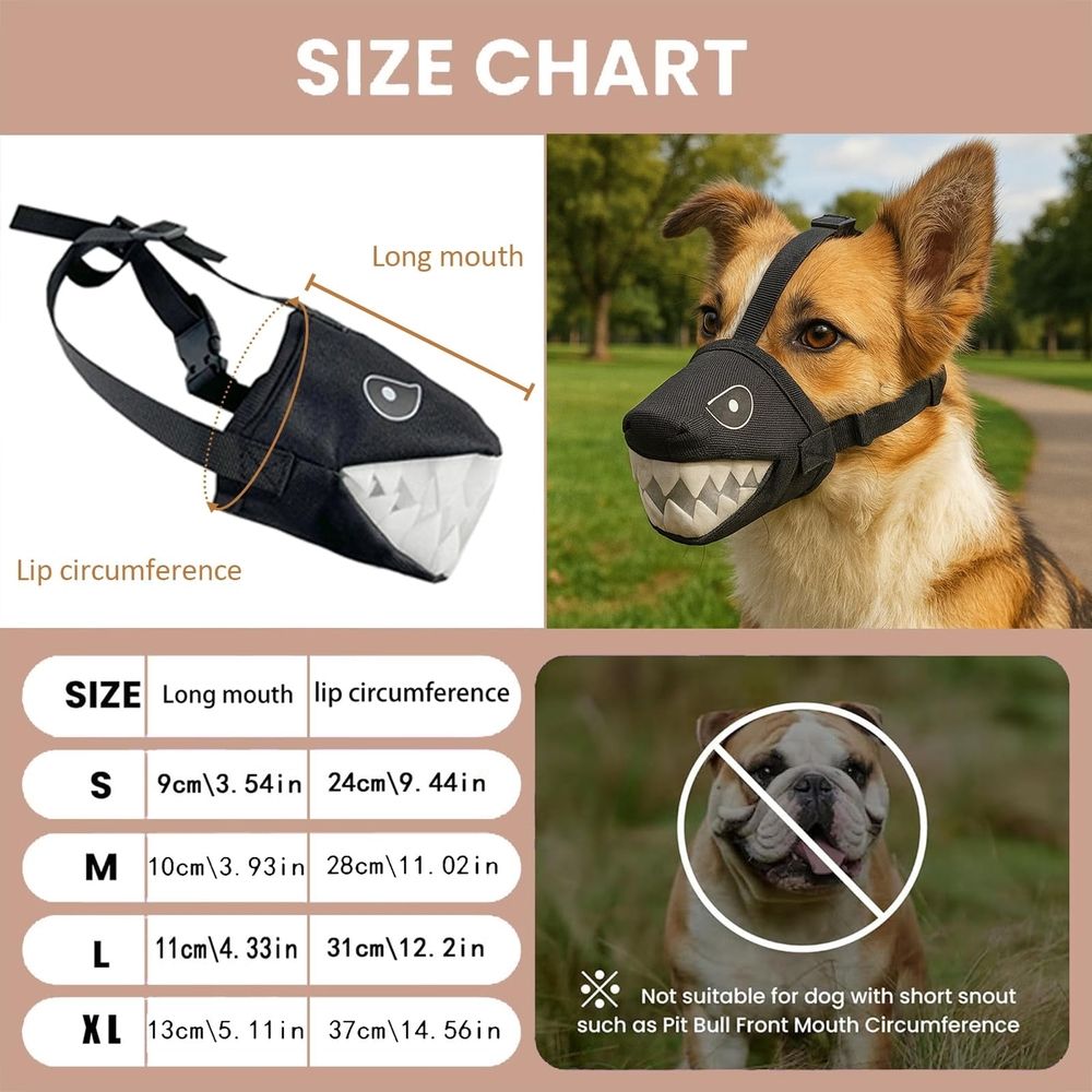 Dog Muzzle Shark Design – Mesh Soft Muzzle for Small Medium Large Sized Dogs… image 3