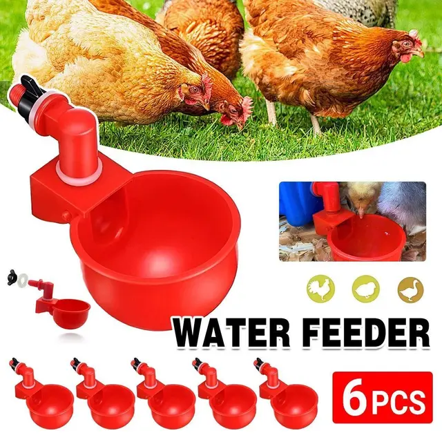 6x Automatic Chicken Water Cup Waterer Poultry Drinking Bowl Feeder Drinker Tool