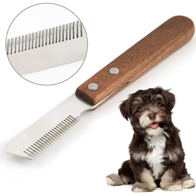 Right Handed Trimmer Knife Professional Dog Stripping Knife With Ergonomic Wooden Handle