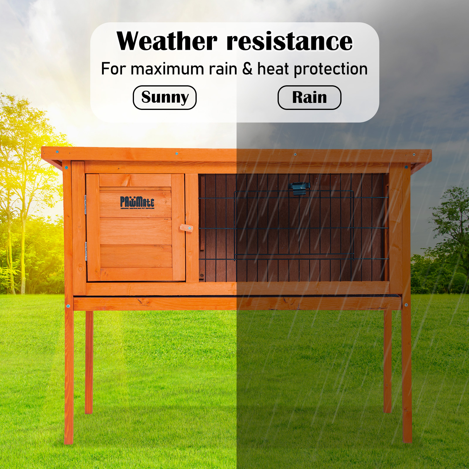 Rabbit Hutch Chicken Coop 91 x 45 x 70cm Free Standing Cage Run Eden image 3